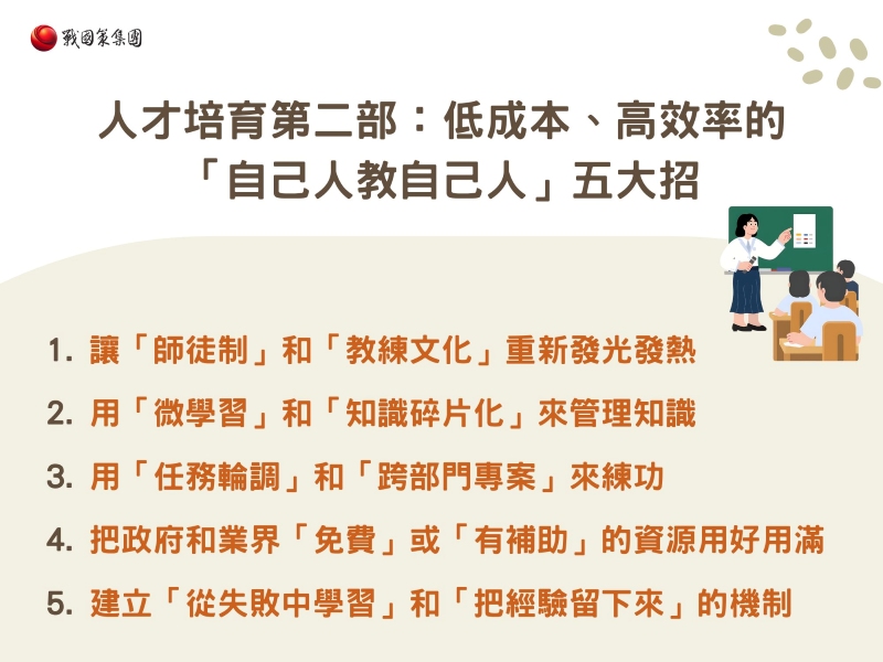 人才培育第二部：低成本、高效率的「自己人教自己人」五大招