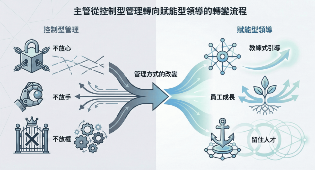 領導力課程中的賦能模型：從不放權到教練式回饋與團隊成長