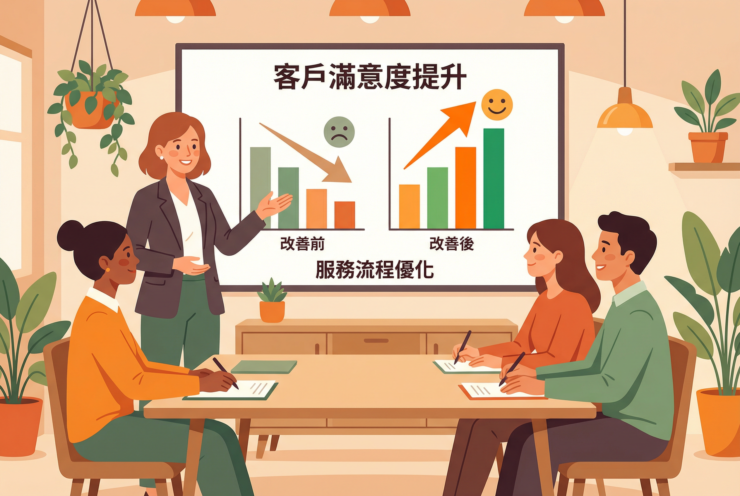 客戶滿意度提升改善前後對比