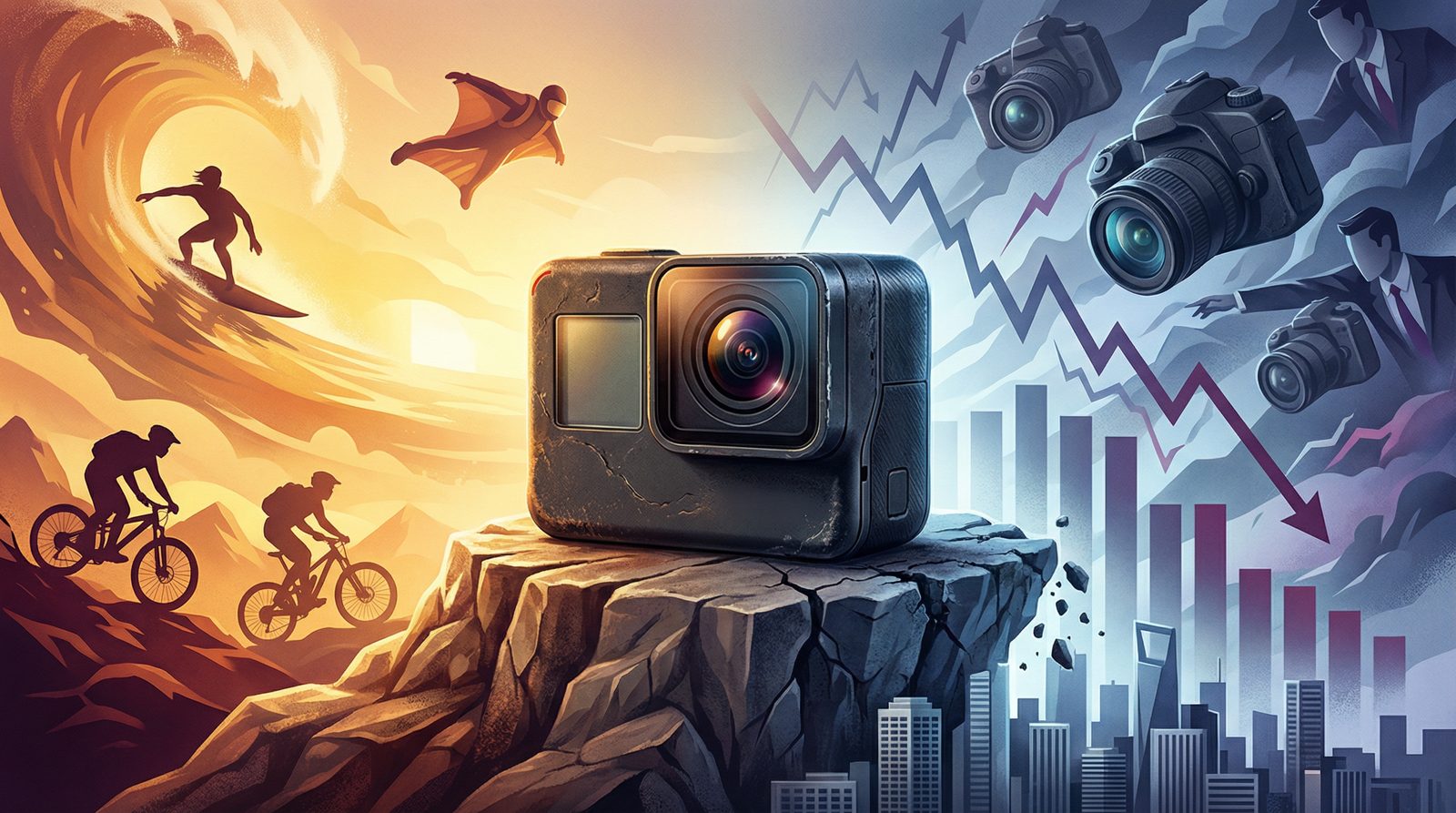 GoPro 從市場霸主走向壓力重重轉折的示意插圖