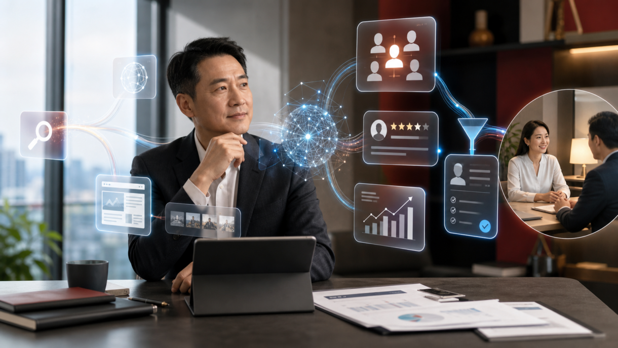 AI 自動獲客系統整合搜尋、內容、評價、CRM 與真人諮詢