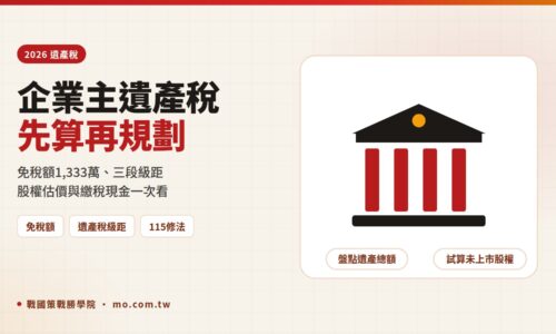 遺產稅 2026 怎麼算？免稅額 1,333 萬、級距扣除額與企業主試算